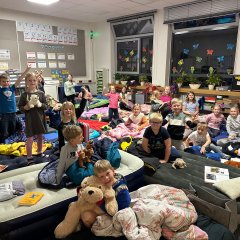 The children of class 3 on their mattress camps.