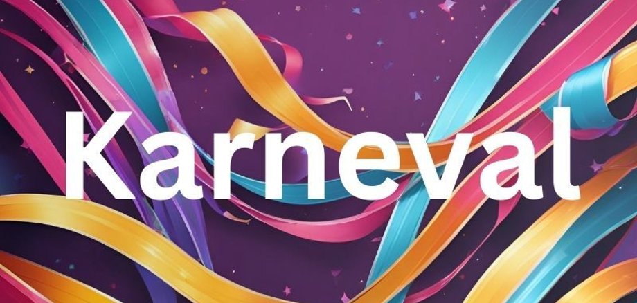 Carnival text on a background with streamers.