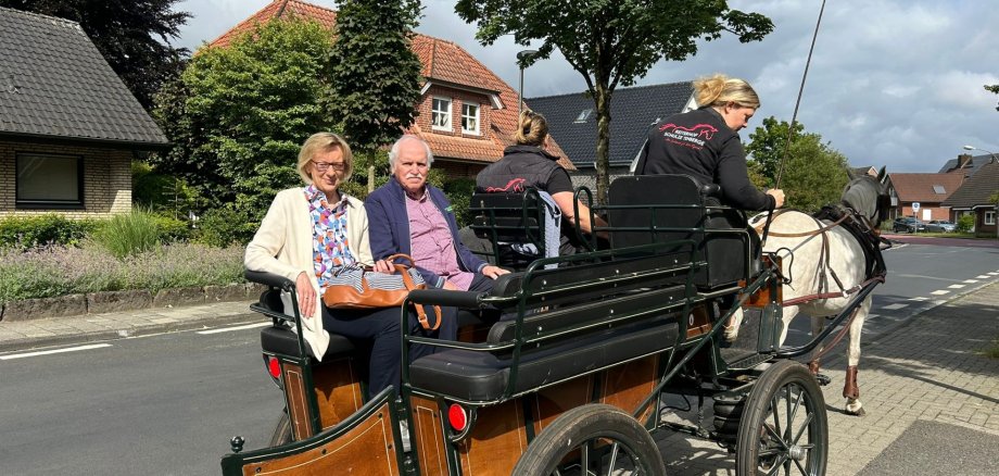 Mrs. Theis is driven up in the carriage.