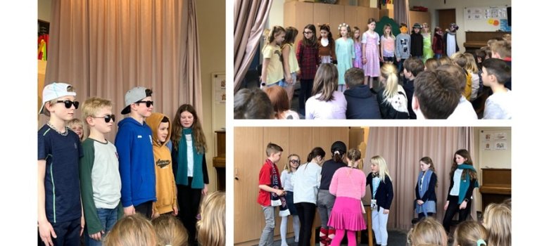 Teatergruppen fremførte to stykker om påskeharen.